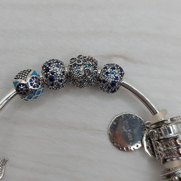 925 Sterling Silver Blue Garden Charm - Picture 7 of 11